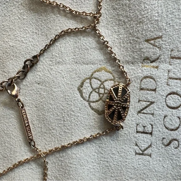 Kendra Scott Gold Necklace with Pink Heart Pendant and Elisa Drusy Rose Gold - Picture 7 of 8